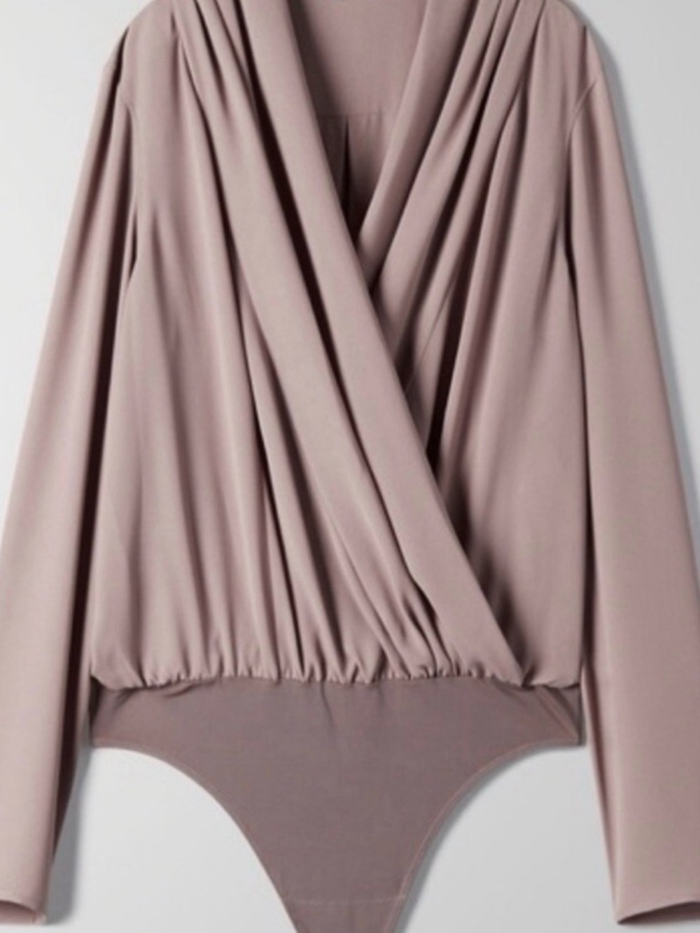 Draped Long Sleeve Bodysuit in Mauve